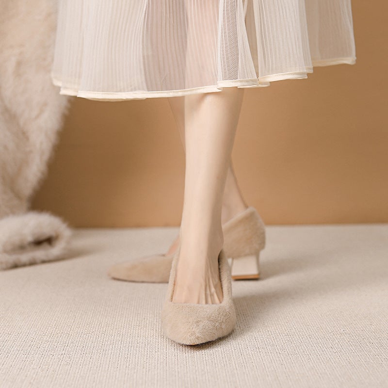 French Evening Style Elegant Fairy High Heeled Shoes Fashionable Pointed Shallow Mouth Thin Heeled Shoes - Image 2